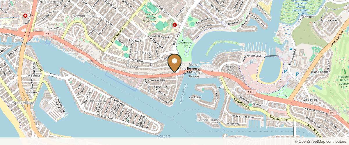 Map showing the exact location of Newport Beach MedSpa at 100 West Coast Hwy Suite 102, Newport Beach, CA 92663, USA