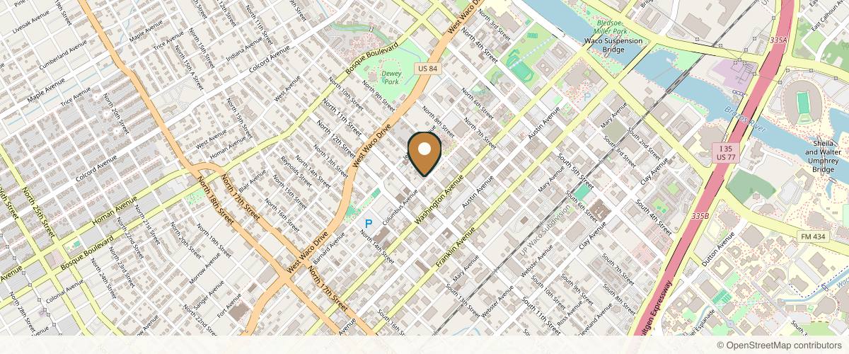 Map showing the exact location of Next Level Aesthetics at 1005 Columbus Ave, Waco, TX 76701, USA