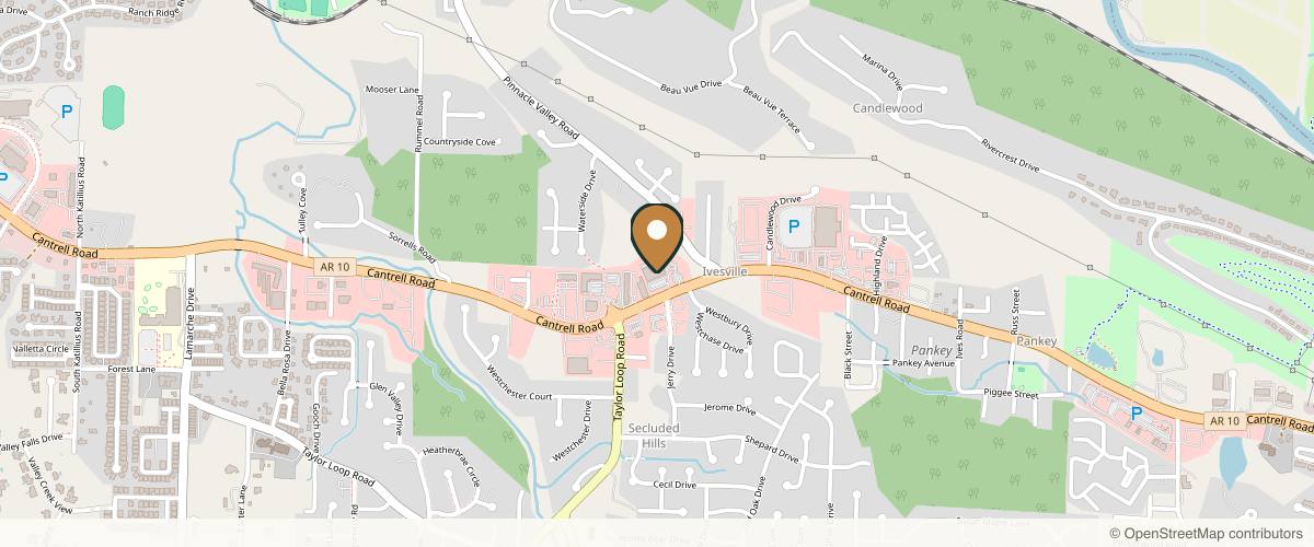 Map showing the exact location of Nirvana Med Spa – Little Rock, AR at 14524 Cantrell Rd #130, Little Rock, AR 72223, USA