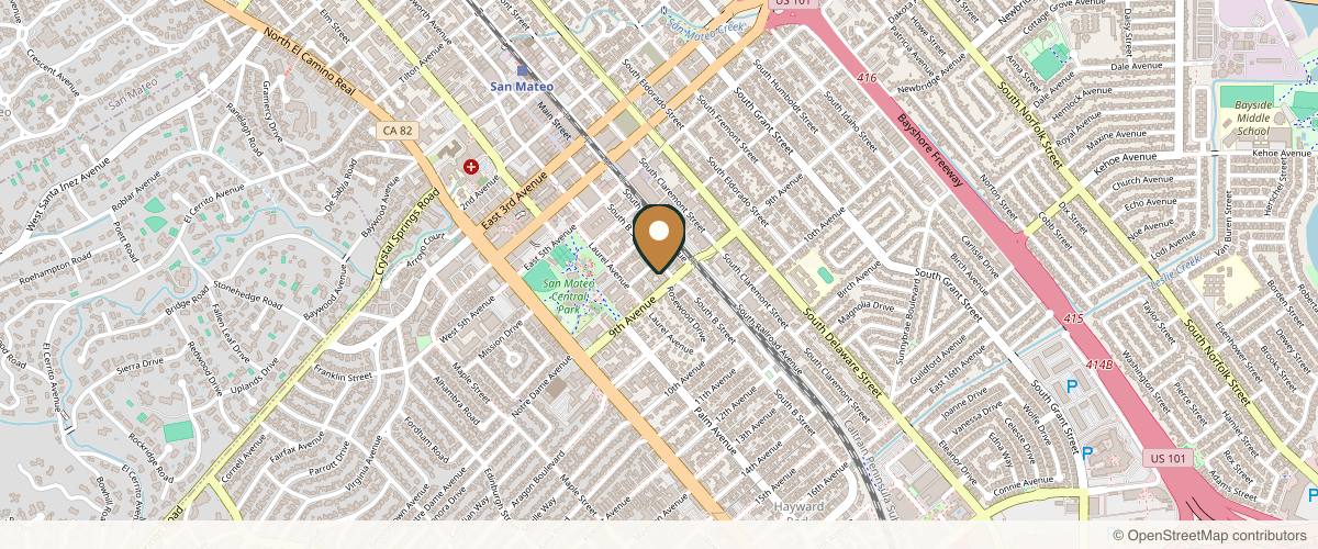 Map showing the exact location of No Filter Brazilian MedSpa at 800 S B St Apt 300, San Mateo, CA 94401, USA