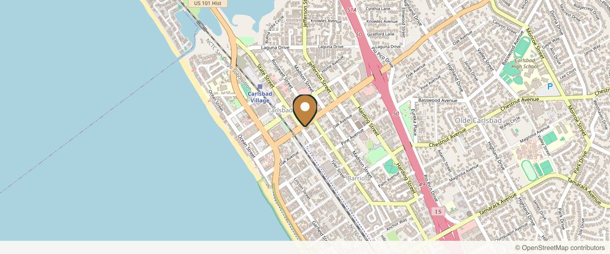 Map showing the exact location of Noir Medical Aesthetics at 525 Carlsbad Village Dr, Carlsbad, CA 92008, USA