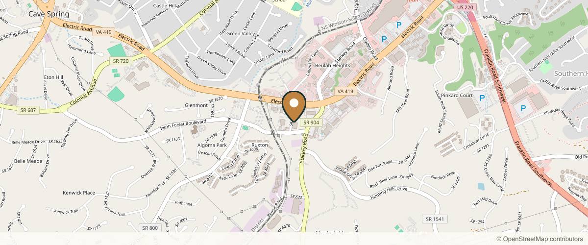 Map showing the exact location of Norman Harris, MD | Roanoke, VA at 5115 Bernard Dr #303, Roanoke, VA 24018, USA