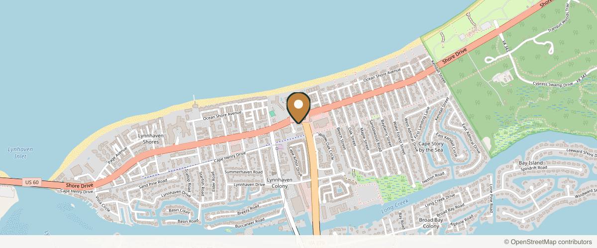 Map showing the exact location of North Beach Plastic Surgery (Virginia Beach Office) at 2829 Shore Dr Ste 200, Virginia Beach, VA 23451, USA