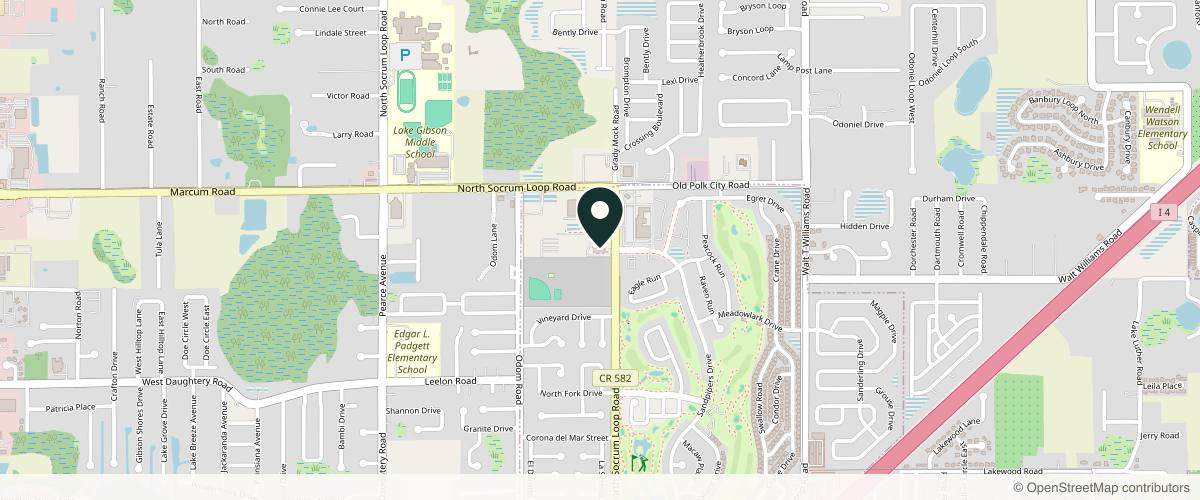 Map showing the exact location of North County Dermatology Clinic, PA at 6500 N Socrum Loop Rd #100, Lakeland, FL 33809