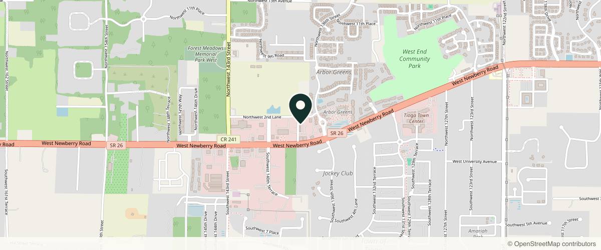 Map showing the exact location of North Florida Aesthetics (Jonesville and Gainesville) at 215 NW 138th Terrace Ste 200, Jonesville, FL 32669, USA