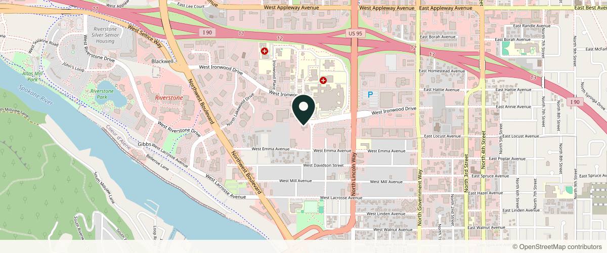 Map showing the exact location of Northwest Integrated Health at 850 W Ironwood Dr STE 102, Coeur d'Alene, ID 83814, USA