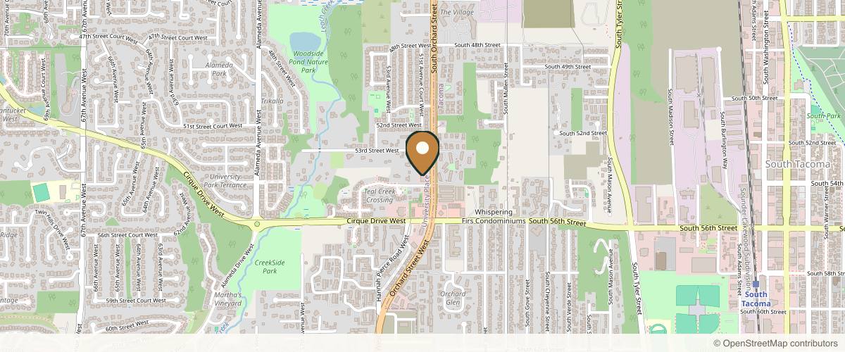 Map showing the exact location of Northwest Medical Arts at 5350 Orchard St W Ste 202, University Place, WA 98467, USA