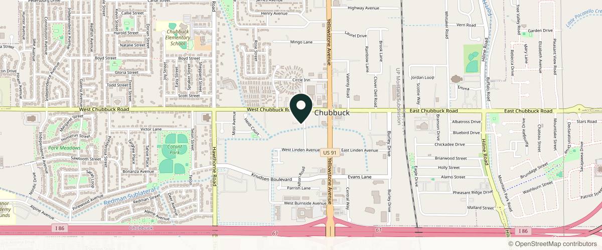 Map showing the exact location of Nouveau Medspa and Salon at 4751 S Afton Pl, Chubbuck, ID 83202, USA