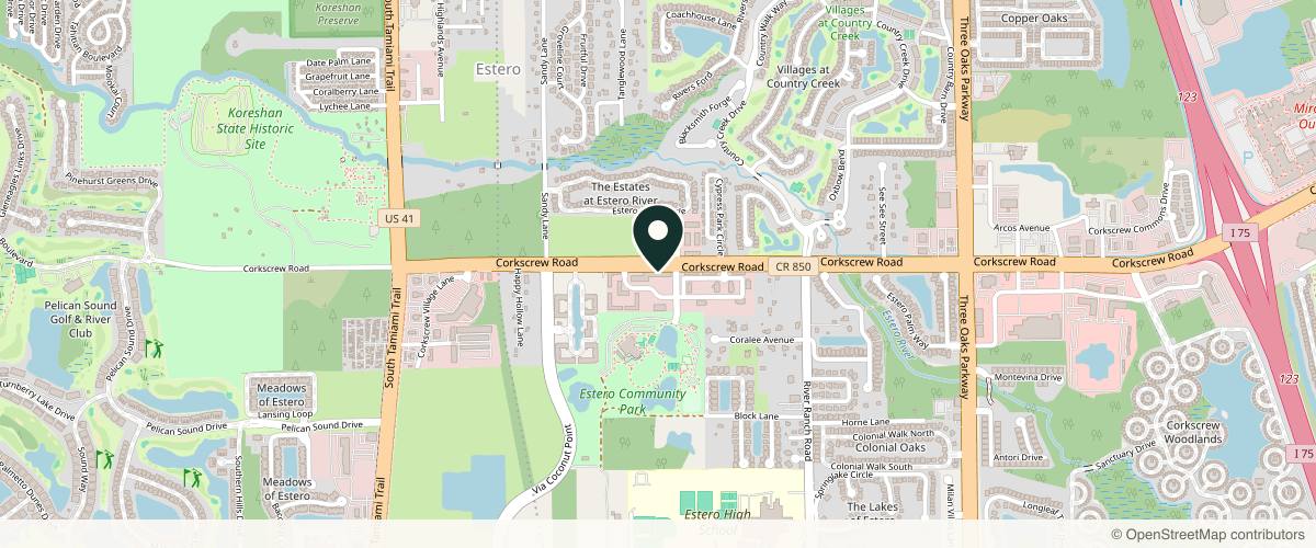 Map showing the exact location of Nouveau Med.SPA Estero at 9250 Corkscrew Rd #6, Estero, FL 33928, USA