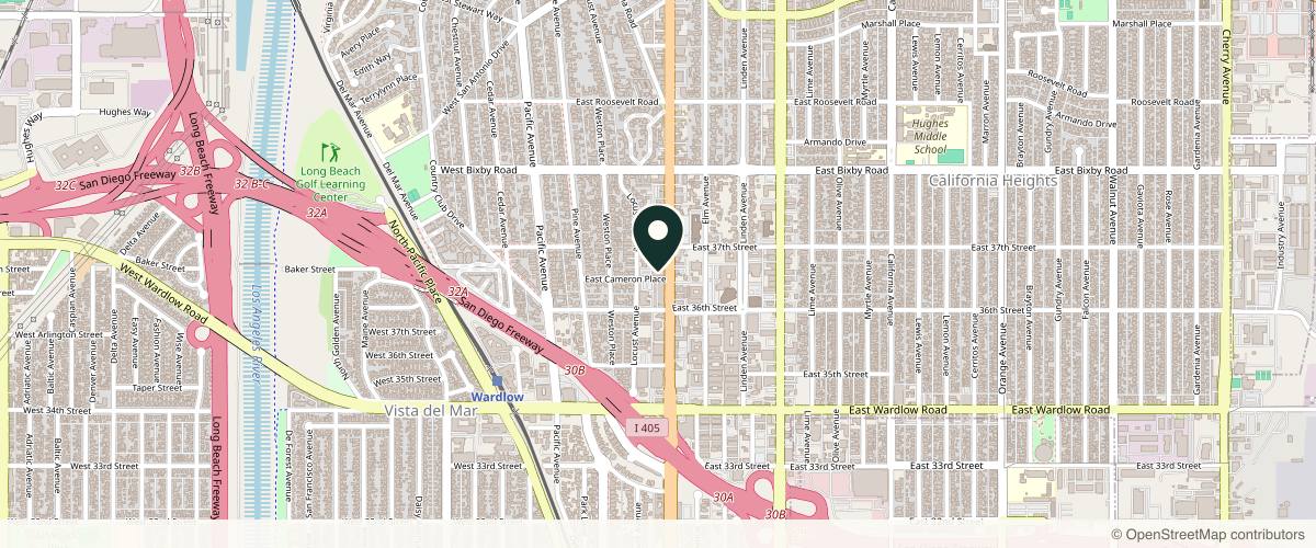 Map showing the exact location of Novel U Wellness and Med Spa at 3633 Long Beach Blvd Ste 105, Long Beach, CA 90807, USA