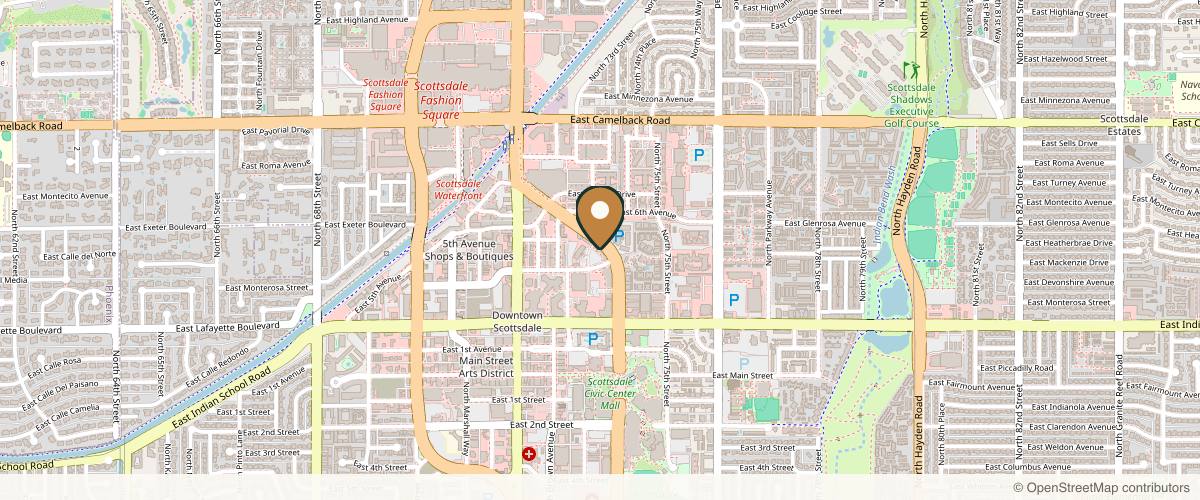 Map showing the exact location of Nude Aesthetics Med Spa Scottsdale at 4260 N Drinkwater Blvd Ste 5, Scottsdale, AZ 85251, USA