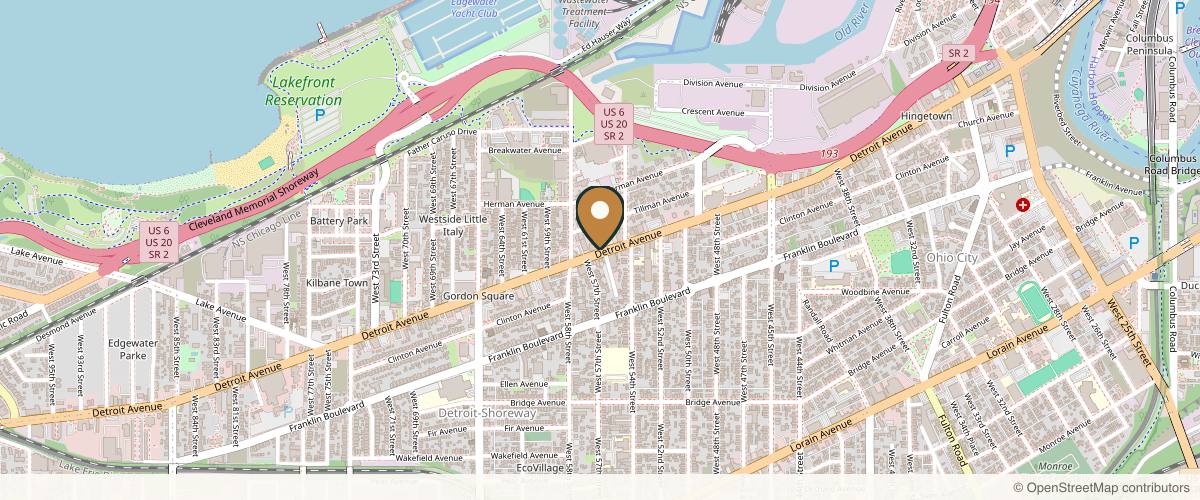 Map showing the exact location of NuIQ Wellness Lounge & Med Spa at 5450 Detroit Ave, Cleveland, OH 44102, USA