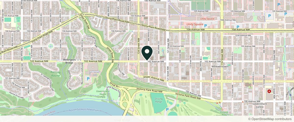 Map showing the exact location of Nurse Jasmine at 12310 102 Ave NW, Edmonton, AB T5N 3S3, Canada