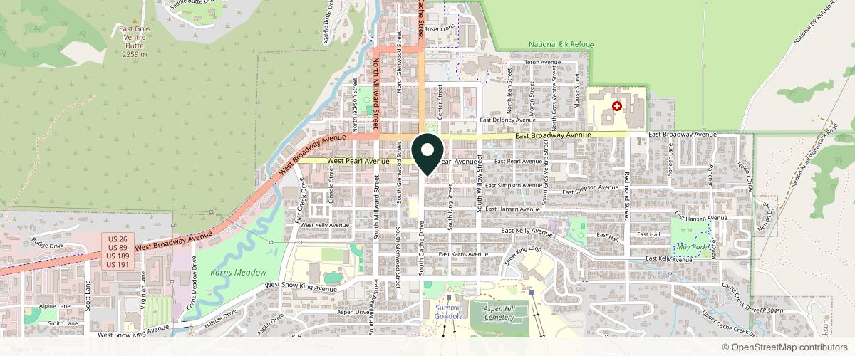 Map showing the exact location of Nurse Jayme Aesthetics at 160 S Cache St, Jackson, WY 83001, USA