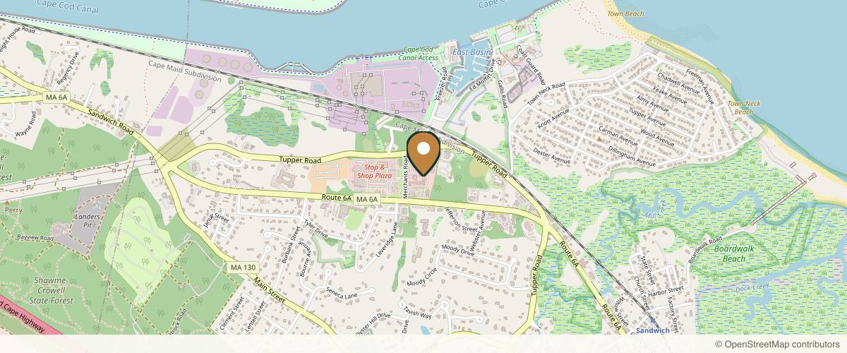 Map showing the exact location of Nurse Jess Injects Injectables & Aesthetics Lounge PPLC. at 6 Merchants Rd Unit 3B, Sandwich, MA 02563, USA