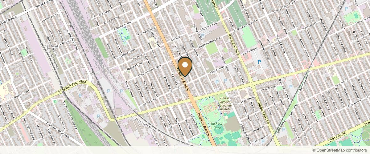 Map showing the exact location of Nurse Katie Injectables at 1574 Ouellette Ave, Windsor, ON N8X 1K7, Canada