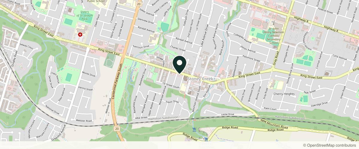 Map showing the exact location of Nurse Nikki at 13 King St W, Hamilton, ON L8G 1G9, Canada