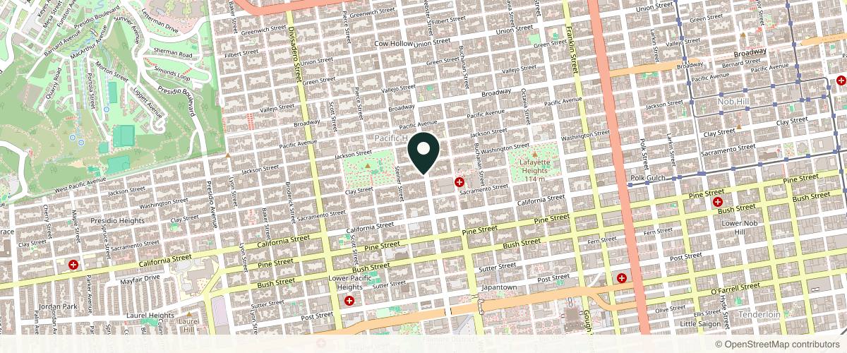 Map showing the exact location of NursUrSkin at 2500 Clay St, San Francisco, CA 94115, USA