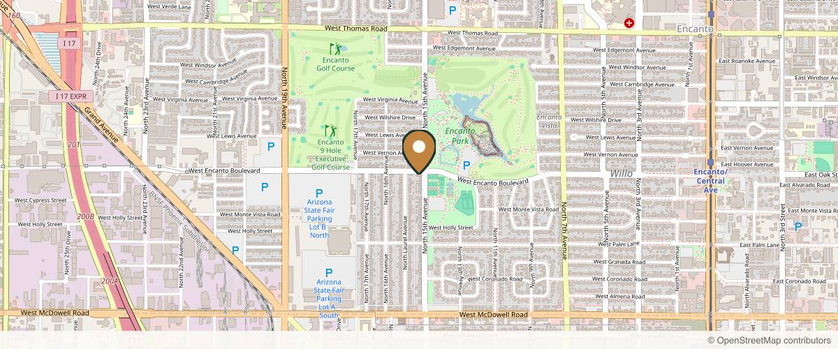 Map showing the exact location of Nu'u Aesthetics at 2256 N 15th Ave, Phoenix, AZ 85007, USA