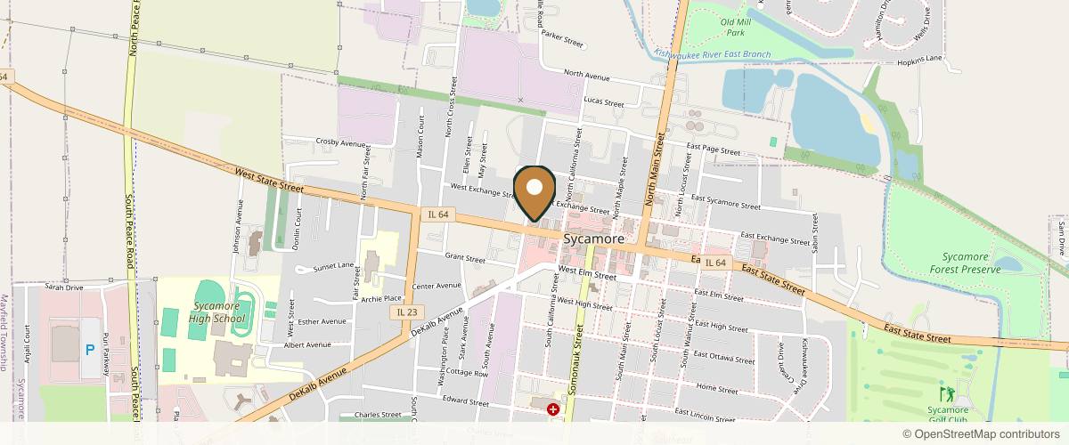 Map showing the exact location of NUVO Aesthetics Clinic PLLC at 437 W State St Ste 101, Sycamore, IL 60178, USA