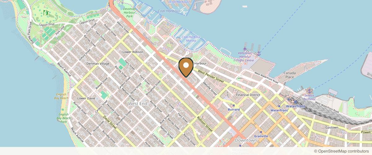 Map showing the exact location of NY Esthetics Clinic at 1281 W Georgia St Ste 330, Vancouver, BC V6E 4N4, Canada