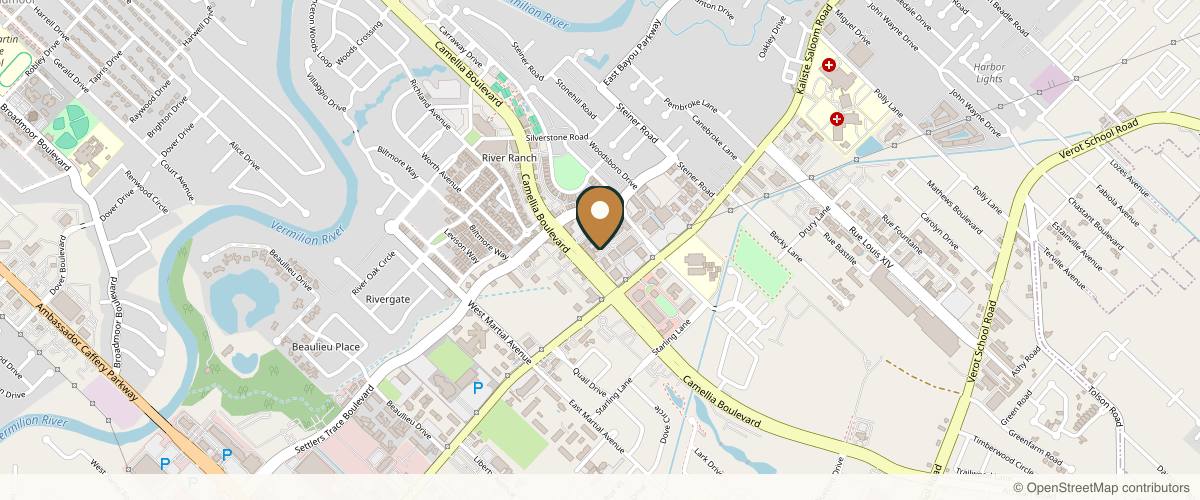 Map showing the exact location of O2 Face and Body at 201 Settlers Trace Blvd #3006, Lafayette, LA 70508, USA