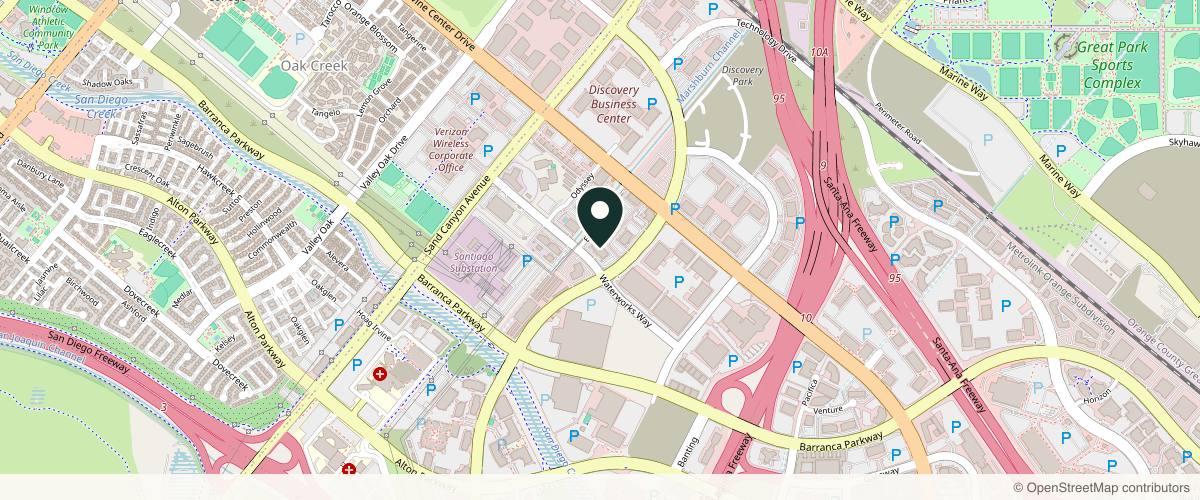 Map showing the exact location of OC MedDerm at 113 Waterworks Way Ste 100, Irvine, CA 92618