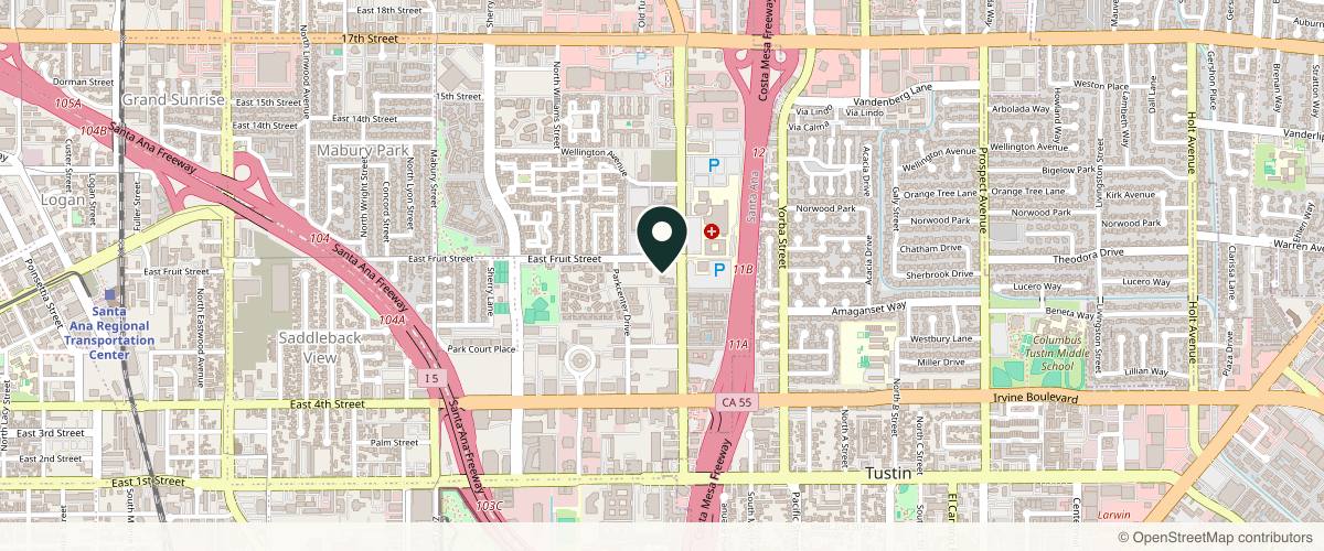 Map showing the exact location of OC Skin Institute at 800 N Tustin Ave G, Santa Ana, CA 92705