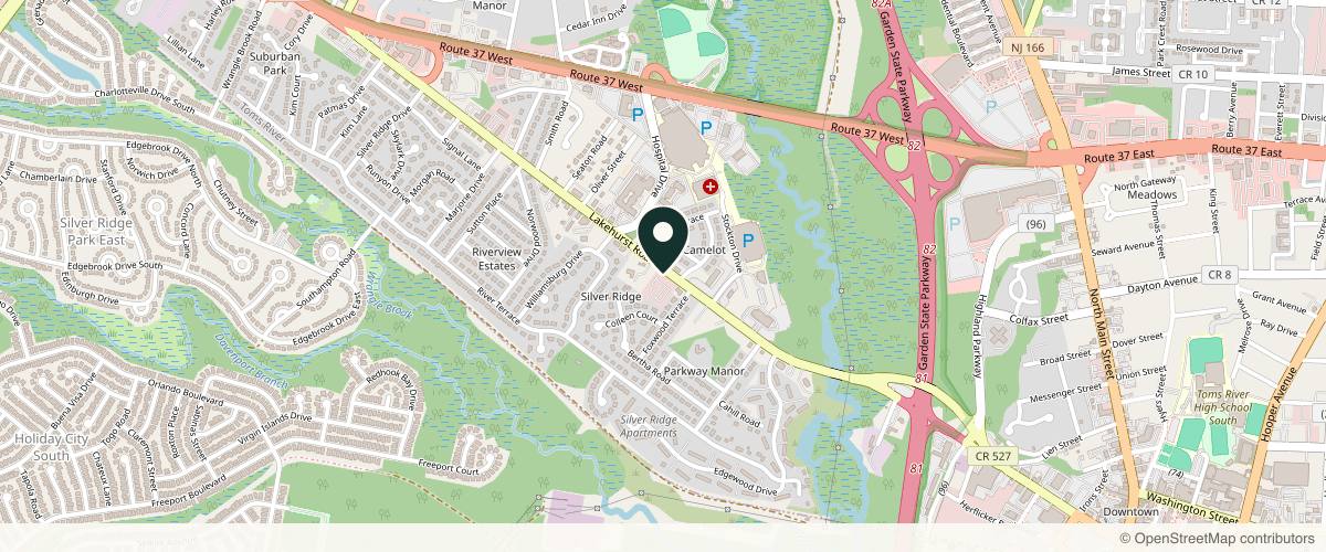Map showing the exact location of Ocean Plastic Surgery and Laser Center at 413 Lakehurst Rd Ste 301, Toms River, NJ 08755, USA