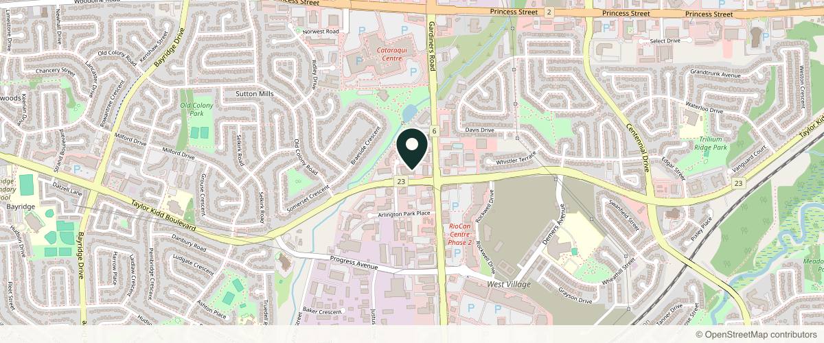Map showing the exact location of ODC Medispa Kingston at 768 Blackburn Mews, Kingston, ON K7P 2N7, Canada