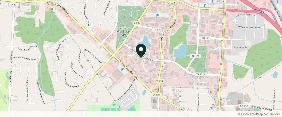 Map showing the exact location of Ohio Laser & Wellness Centers: Chinyere Orafu, MD at 4774 Munson St NW #100, Canton, OH 44718, USA