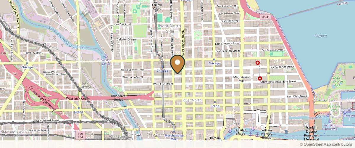 Map showing the exact location of Old Town Med Spa at 152 W Huron St Unit 100, Chicago, IL 60654, USA