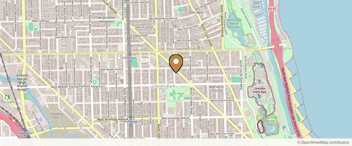 Map showing the exact location of Old Town Med Spa (Lincoln Park) at 2266 N Lincoln Ave Ste 2, Chicago, IL 60614, USA