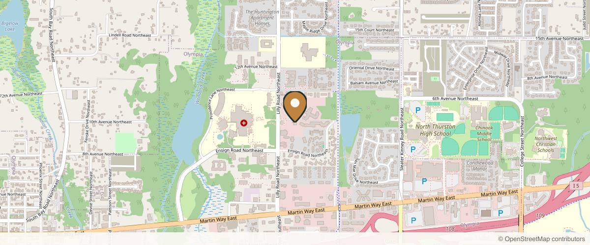 Map showing the exact location of Olympic Dermatology & Laser Clinic at 424 Lilly Rd NE, Olympia, WA 98506, USA
