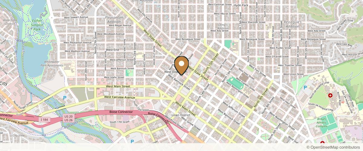 Map showing the exact location of Om Med Spa at 1617 W Jefferson St, Boise, ID 83702, USA