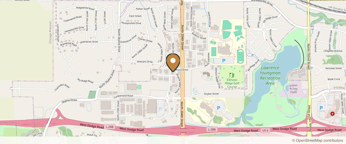 Map showing the exact location of Omaha Face & Body at 1130 N 204th Ave, Omaha, NE 68022, USA