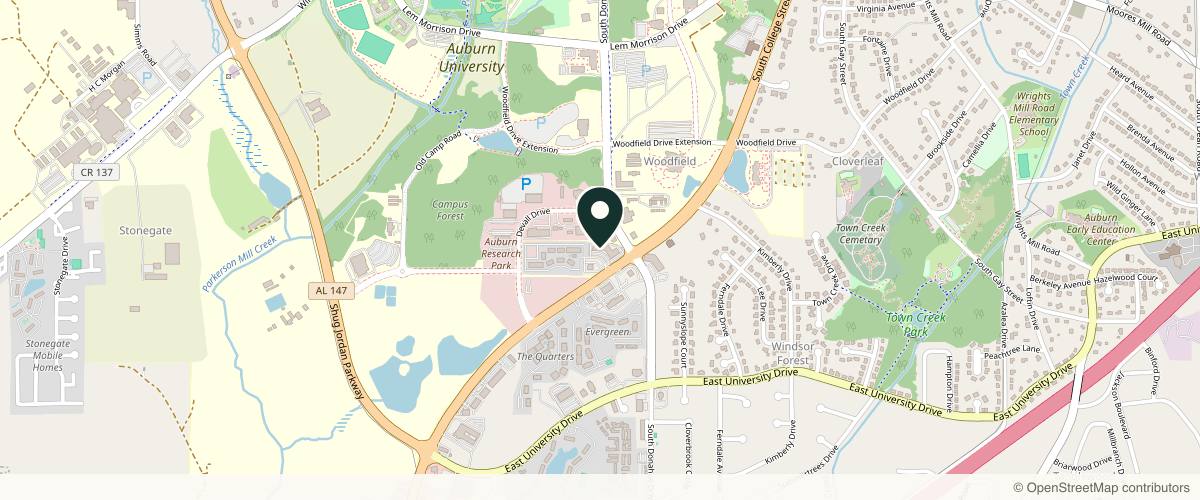 Map showing the exact location of One Eighty Wellness Spa at 1100 S College St Unit 204, Auburn, AL 36832, USA