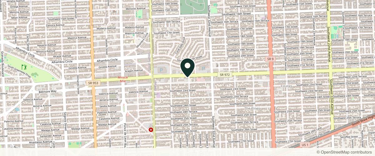 Map showing the exact location of Only Med Glam | Laser Hair Removal, Weight Loss, Hormones, Aesthetics & Wellness in Miami at 3400 Coral Wy #302, Miami, FL 33145, USA