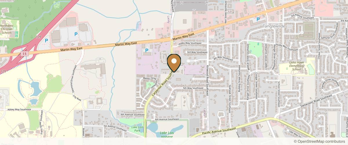 Map showing the exact location of Onyx Medical Aesthetics at 448 Carpenter Rd SE B-107, Lacey, WA 98503, USA