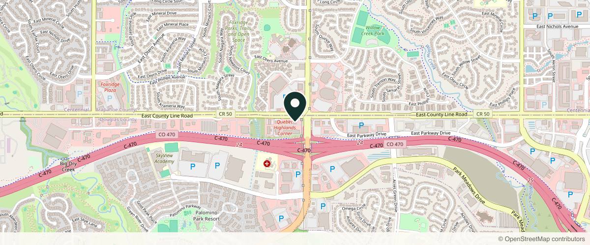 Map showing the exact location of Ooh La La Med Spa at 7120 E County Line Rd Ste 203, Highlands Ranch, CO 80126, USA