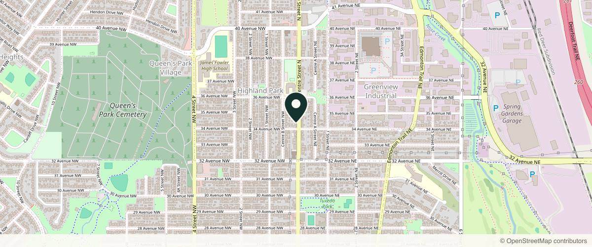 Map showing the exact location of OOYU SKIN Medi Spa - Calgary at 3507 Centre St NW #2, Calgary, AB T2E 2X9, Canada