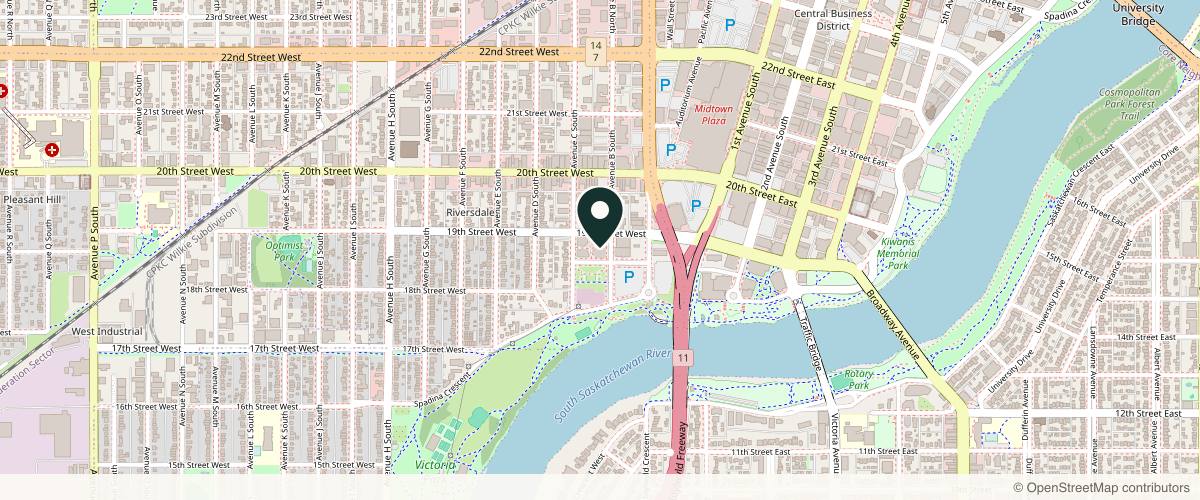 Map showing the exact location of Opal & Ice at 409 Avenue B S #140, Saskatoon, SK S7M 5N3, Canada