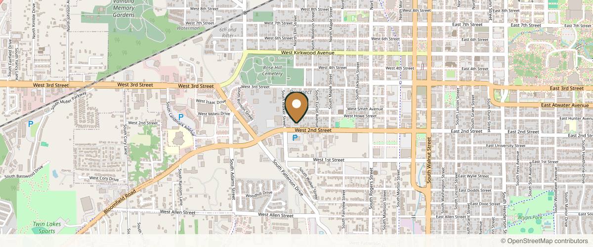 Map showing the exact location of Optima Dermatology & Medical Aesthetics at 1010 W 2nd St, Bloomington, IN 47403, USA