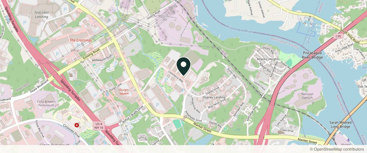 Map showing the exact location of Optima Dermatology & Medical Aesthetics at 215 Commerce Way Ste 100, Portsmouth, NH 03801, USA