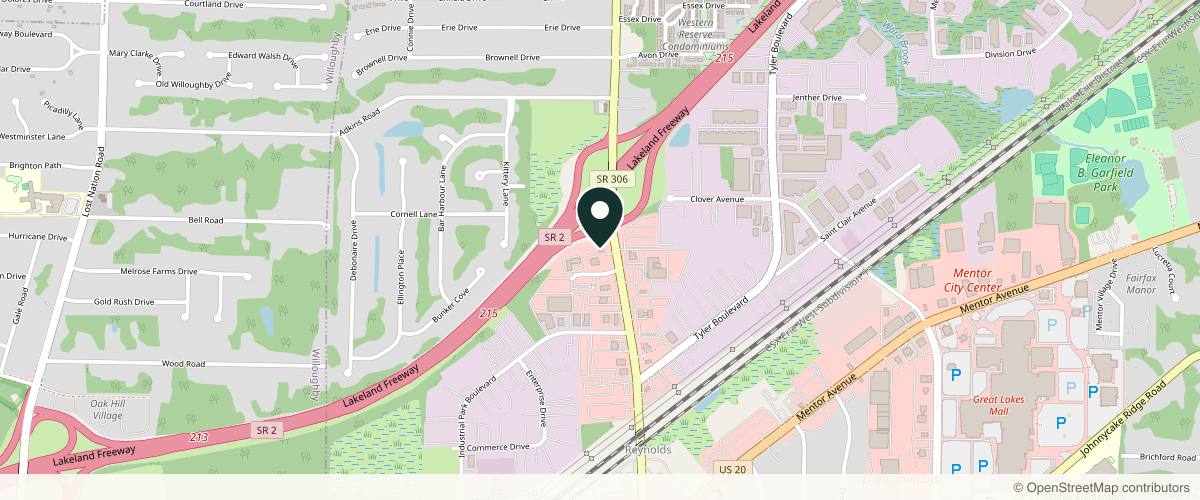 Map showing the exact location of Optima Dermatology at 7676 Reynolds Rd, Mentor, OH 44060