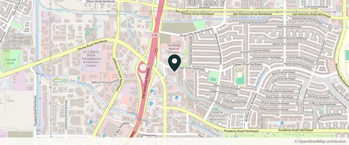 Map showing the exact location of Optimum Human: Science-backed Wellness, Beauty, & Recovery at 5700 Harper Dr NE Ste 420, Albuquerque, NM 87109, USA
