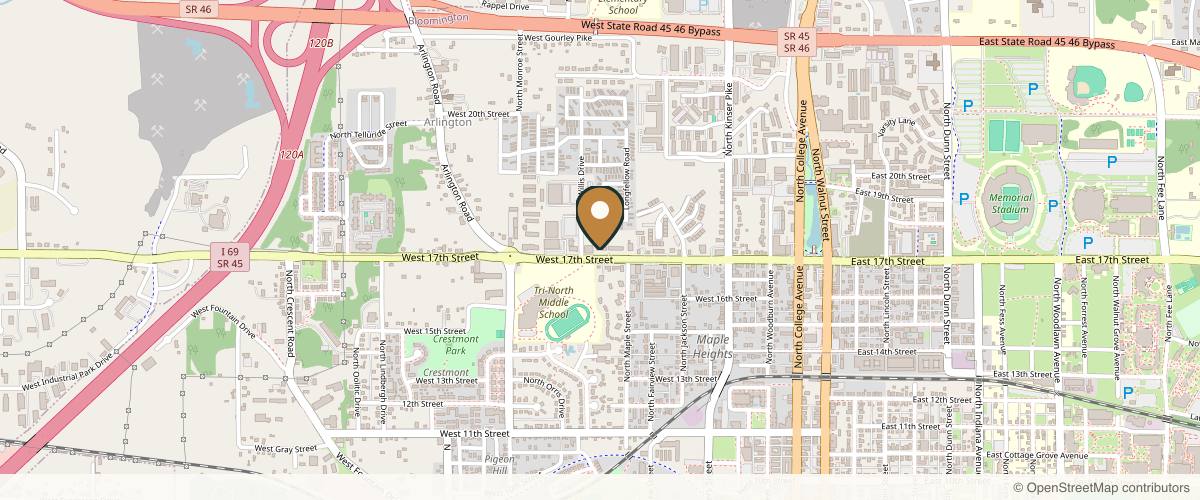 Map showing the exact location of Orchid Esthetics at 840 W 17th St #5, Bloomington, IN 47404, USA