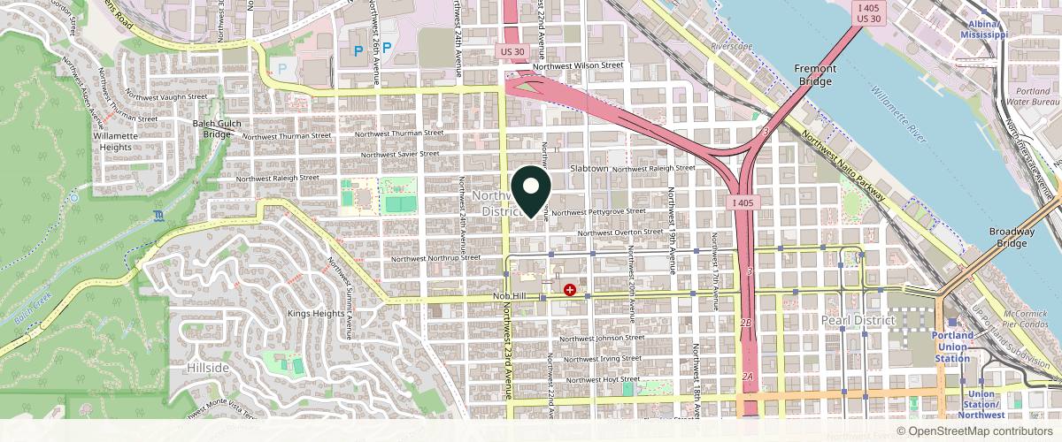 Map showing the exact location of Oregon Medical & Laser at 2232 NW Pettygrove St #100, Portland, OR 97210, USA