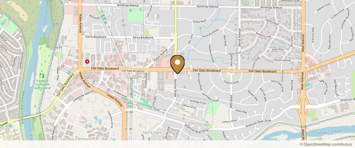 Map showing the exact location of Organic Skin Studio at 490 Munroe St, Sacramento, CA 95825, USA