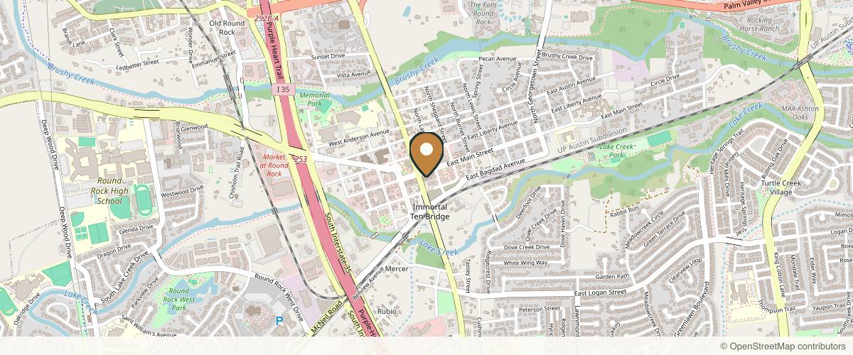 Map showing the exact location of Organica Aesthetics at 109 E Main St, Round Rock, TX 78664, USA